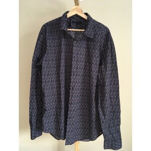 John Varvatos Star USA Mens XXL Navy Blue Floral Vine Long Sleeve Button Shirt